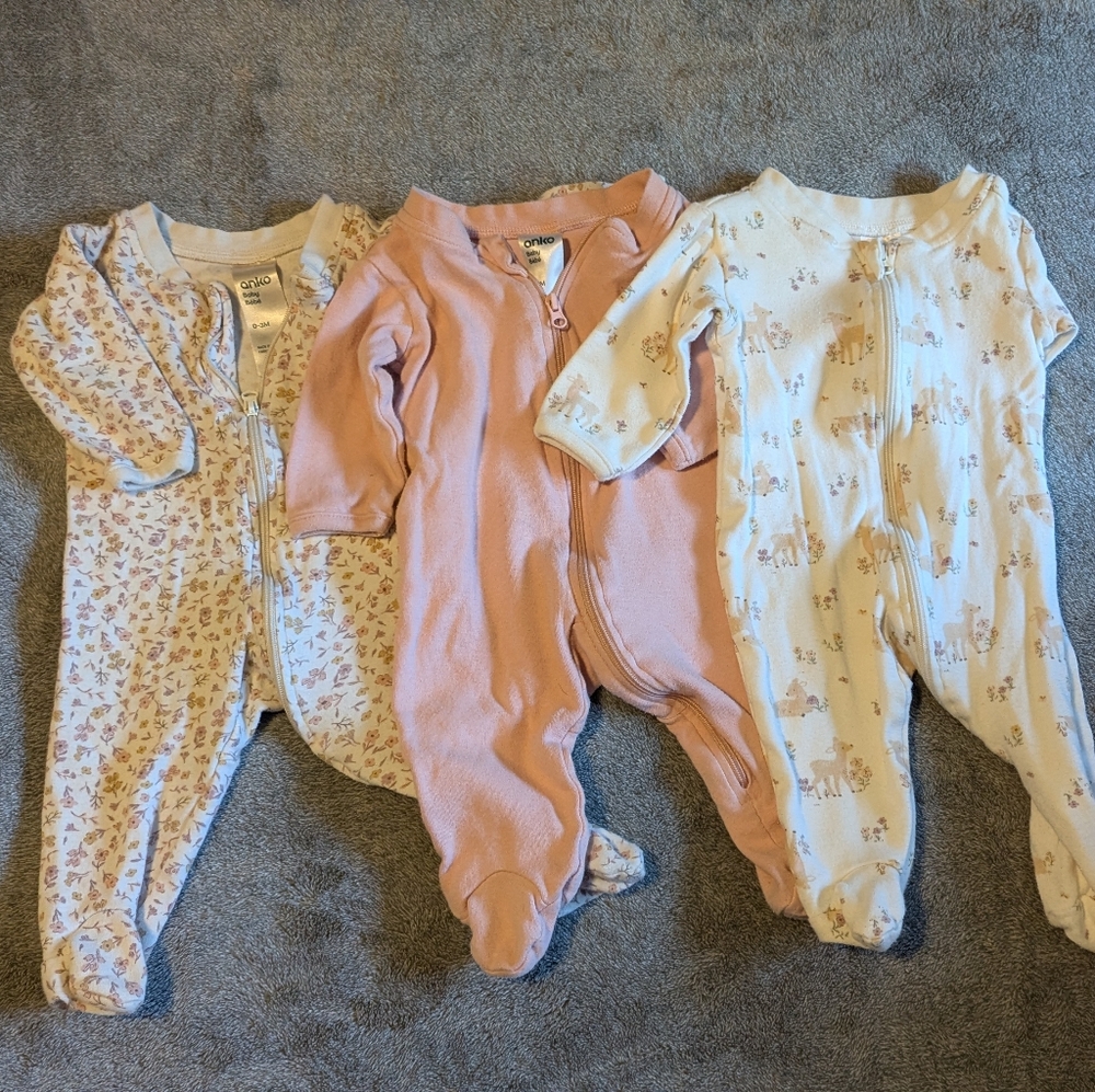 Floral Zip Onesie Set 0-3 mo Baby Girl